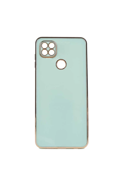 CEPCASE    Xiaomi Redmi 9c Kılıf Kenarları Parlak Gold Tasarım Pastel Renk Tasarımlı Kapak