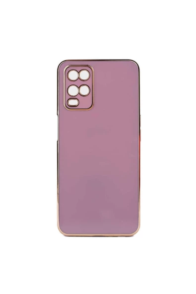 CEPCASE    Oppo A54 4g Kılıf Kenarları Parlak Gold Tasarım Pastel Renk Tasarımlı Kapak