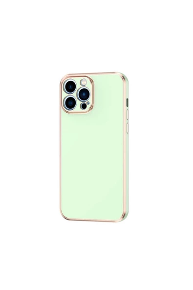 CEPCASE    Iphone 13 Pro Max Kılıf Kenarları Parlak Gold Tasarım Pastel Renk Tasarımlı Kapak