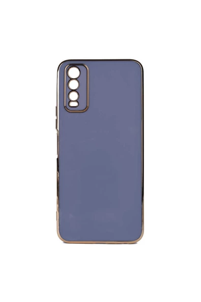 CEPCASE    Vivo Y11s Kılıf Kenarları Parlak Gold Tasarım Pastel Renk Tasarımlı Kapak - Resim 2