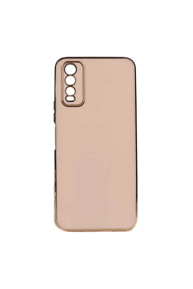 CEPCASE    Vivo Y11s Kılıf Kenarları Parlak Gold Tasarım Pastel Renk Tasarımlı Kapak ürün görseli