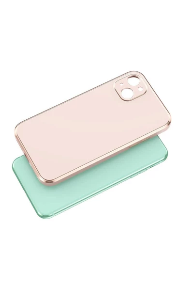 CEPCASE    Iphone 13 Kılıf Kenarları Parlak Gold Tasarım Pastel Renk Tasarımlı Kapak - 4