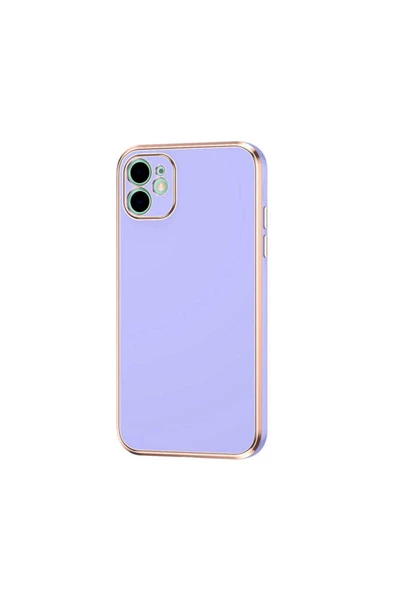 CEPCASE    Iphone 12 Kılıf Kenarları Parlak Gold Tasarım Pastel Renk Tasarımlı Kapak