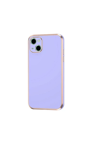 CEPCASE    Iphone 13 Kılıf Kenarları Parlak Gold Tasarım Pastel Renk Tasarımlı Kapak