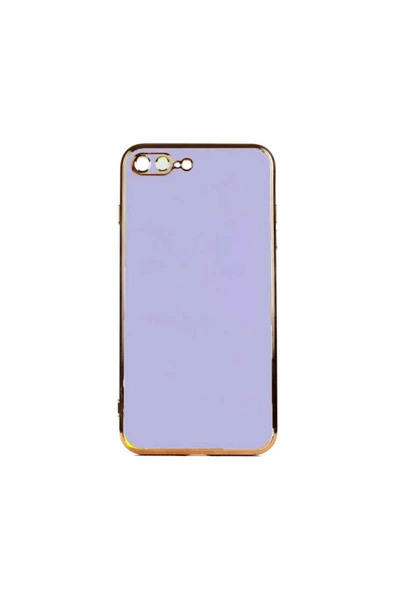 CEPCASE    Iphone 7 Plus Kılıf Kenarları Parlak Gold Tasarım Pastel Renk Tasarımlı Kapak