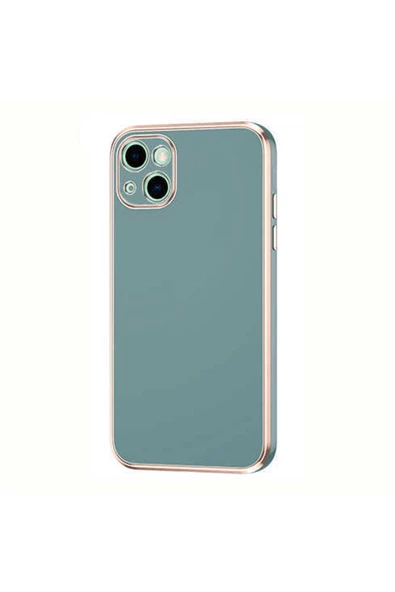 CEPCASE    Iphone 13 Kılıf Kenarları Parlak Gold Tasarım Pastel Renk Tasarımlı Kapak