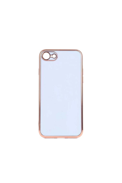 CEPCASE    Iphone Se 2022 Kılıf Kenarları Parlak Gold Tasarım Pastel Renk Tasarımlı Kapak