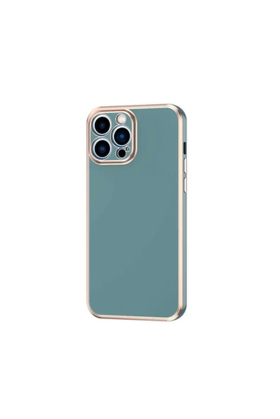 CEPCASE    Iphone 13 Pro Max Kılıf Kenarları Parlak Gold Tasarım Pastel Renk Tasarımlı Kapak