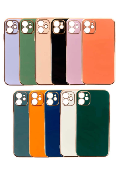 CEPCASE    Iphone 11 Kılıf Kenarları Parlak Gold Tasarım Pastel Renk Tasarımlı Kapak - Resim 5