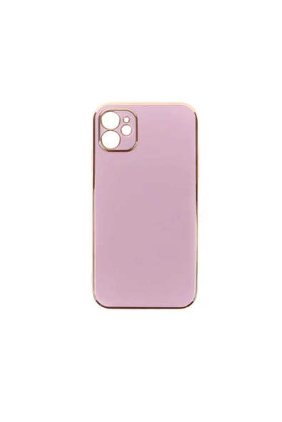 CEPCASE    Iphone 11 Kılıf Kenarları Parlak Gold Tasarım Pastel Renk Tasarımlı Kapak