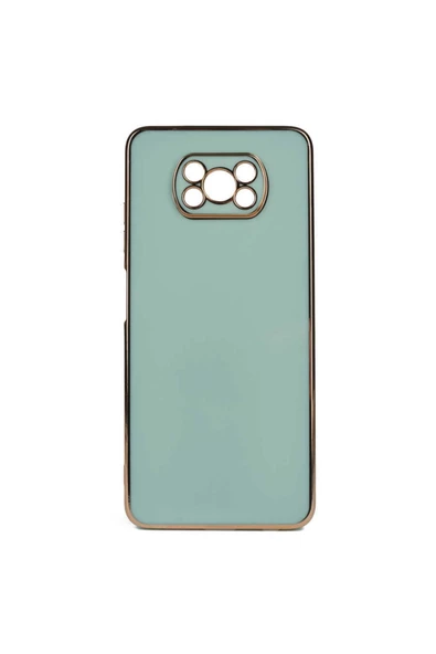 CEPCASE    Xiaomi Poco X3 Kılıf Kenarları Parlak Gold Tasarım Pastel Renk Tasarımlı Kapak - Resim 2