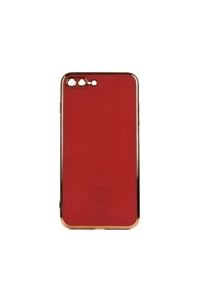 CEPCASE    Iphone 8 Plus Kılıf Kenarları Parlak Gold Tasarım Pastel Renk Tasarımlı Kapak