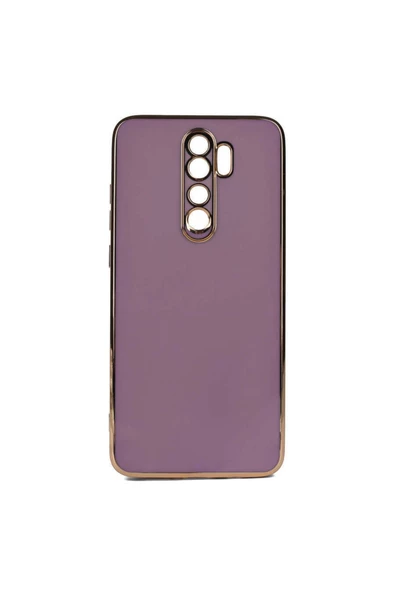 CEPCASE Xiaomi Redmi Note 8 Pro Kılıf Kenarları Parlak Gold Tasarım Pastel Renk Tasarımlı Kapak