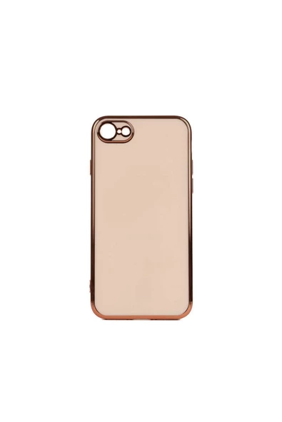 CEPCASE    Iphone Se 2020 Kılıf Kenarları Parlak Gold Tasarım Pastel Renk Tasarımlı Kapak