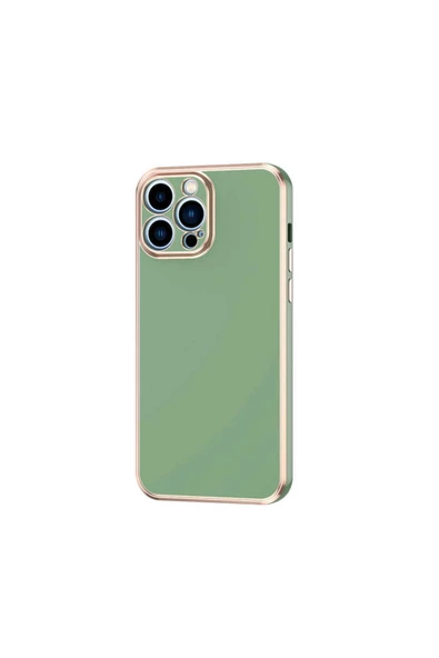 CEPCASE    Iphone 13 Pro Kılıf Kenarları Parlak Gold Tasarım Pastel Renk Tasarımlı Kapak