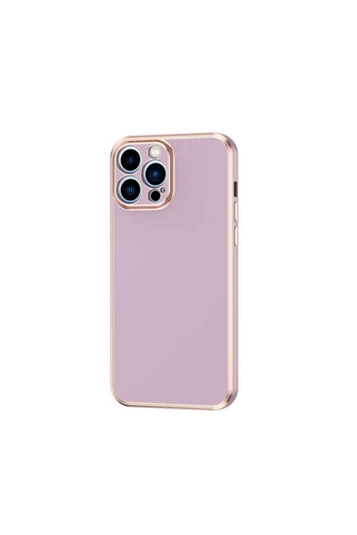 CEPCASE    Iphone 13 Pro Kılıf Kenarları Parlak Gold Tasarım Pastel Renk Tasarımlı Kapak