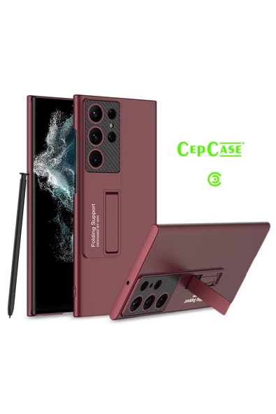 CEPCASE    Samsung Galaxy S23 Ultra Kılıf Standlı Mat Yumuşak Yüzey Ultra Ince Orjinal Kalıp Tam Uyumlu Kapak