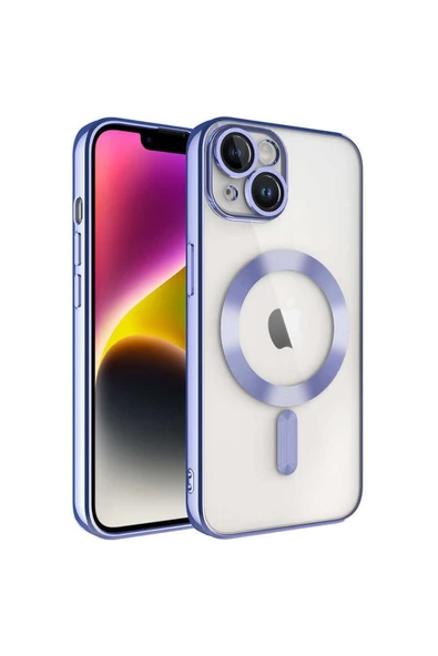 CEPCASE    Iphone 14 Plus Kılıf Magsafe Wireless Şarj Özellikli Kamera Korumalı Renkli Kenar Kapak