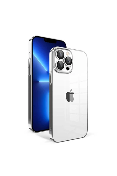 CEPCASE    Iphone 12 Pro Kılıf Kamera Korumalı Şeffaf Arka Yüzey Renkli Çerçeveli Kapak