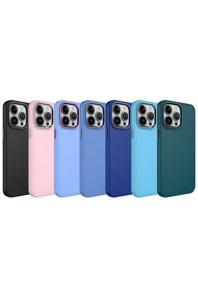 CEPCASE    Iphone 14 Pro Max Kılıf Metal Kamera Çerçeve Metal Buton Kalıp Silikon Kapak - Resim 3