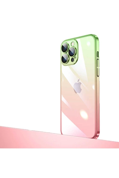 CEPCASE    Iphone 14 Pro Kılıf Parlak Renk Geçişli Kamera Korumalı Tam Kalıp Kapak