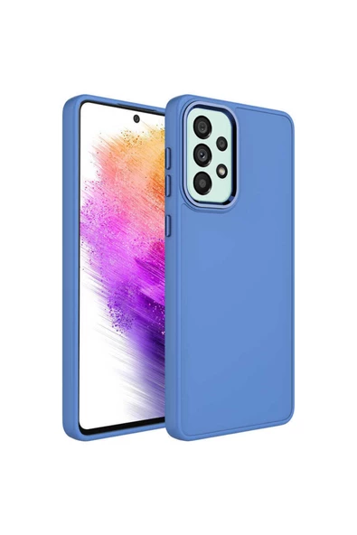 CEPCASE    Samsung Galaxy A73 Kılıf Metal Kamera Çerçeve Metal Buton Orjinal Kalıp Silikon Kapak