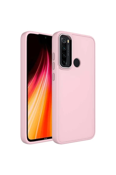 CEPCASE    Xiaomi Redmi Note 8 Kılıf Metal Kamera Çerçeve Metal Buton Orjinal Kalıp Silikon Kapak