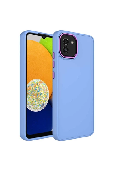 CEPCASE    Samsung Galaxy A03 Kılıf Metal Kamera Çerçeve Metal Buton Orjinal Kalıp Silikon Kapak - Resim 2