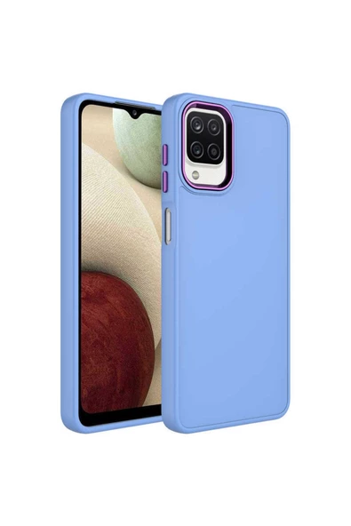 CEPCASE    Samsung Galaxy M22 Kılıf Metal Kamera Çerçeve Metal Buton Orjinal Kalıp Silikon Kapak
