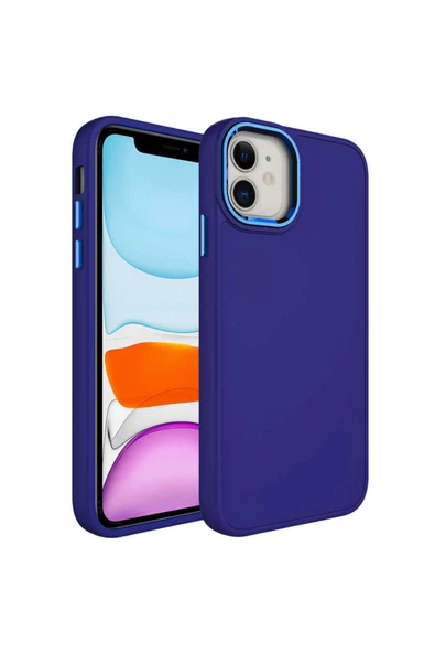 CEPCASE    Iphone 11 Kılıf Metal Kamera Çerçeve Metal Buton Kalıp Silikon Kapak