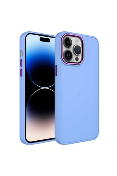 CEPCASE    Iphone 14 Pro Kılıf Metal Kamera Çerçeve Metal Buton Kalıp Silikon Kapak
