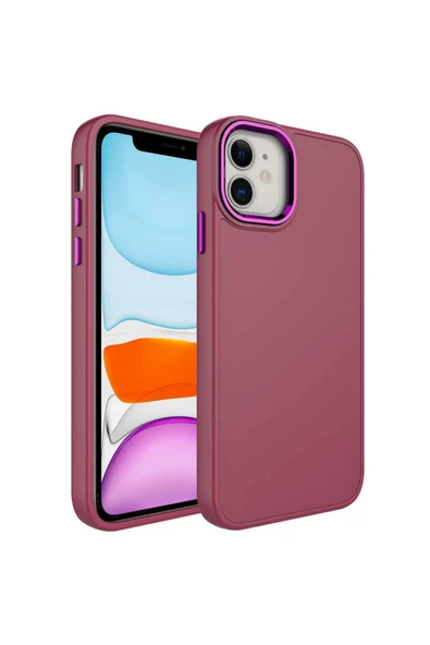 CEPCASE    Iphone 11 Kılıf Metal Kamera Çerçeve Metal Buton Kalıp Silikon Kapak
