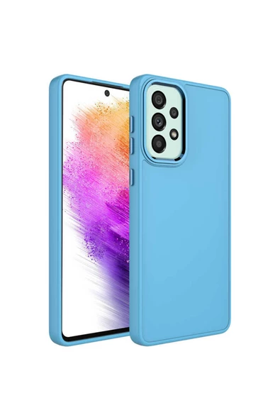 CEPCASE    Samsung Galaxy A73 Kılıf Metal Kamera Çerçeve Metal Buton Orjinal Kalıp Silikon Kapak