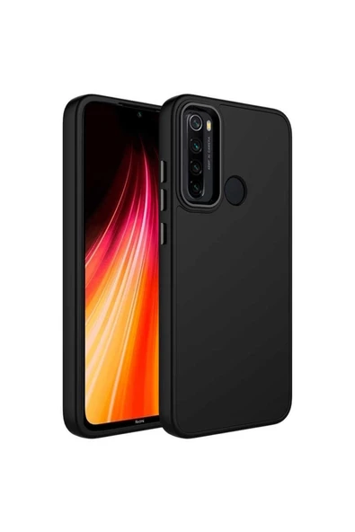 CEPCASE    Xiaomi Redmi Note 8 Kılıf Metal Kamera Çerçeve Metal Buton Orjinal Kalıp Silikon Kapak