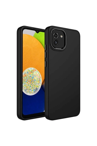 CEPCASE    Galaxy A03 Uyumlu Kılıf Metal Kamera Çerçeve Metal Buton Orjinal Kalıp Silikon Kapak