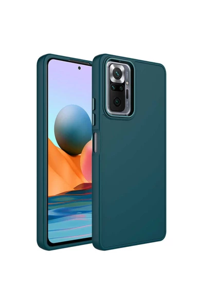 CEPCASE    Xiaomi Redmi Note 10 Pro Uyumlu Kılıf Metal Kamera Çerçeve Metal Buton Orjinal Kalıp Silikon Kapak