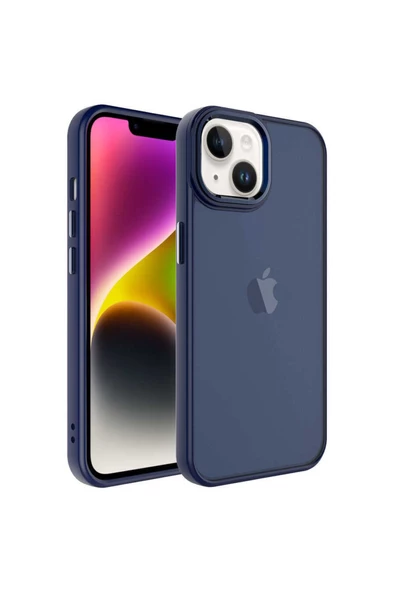 CEPCASE    Iphone 14 Kılıf Buzlu Arka Yüzey Pastel Renk Krom Kamera Ve Tuş Korumalı Kapak - Resim 2