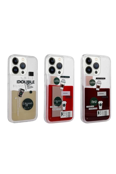 CEPCASE    Iphone 13 Pro Kılıf Renkli Desenli Akışkan Sıvılı Silikon Liquid Kapak - Resim 3