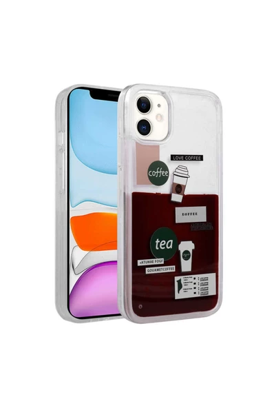 CEPCASE    Iphone 12 Kılıf Renkli Desenli Akışkan Sıvılı Silikon Liquid Kapak