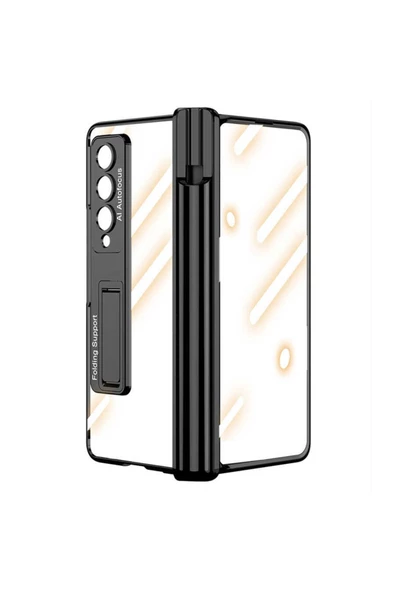 CEPCASE    Galaxy Z Uyumlu Fold 4 Kılıf Standlı Kalem Bölmeli Transparan Renkli 360 Sağlam Koruma Kapak - 6