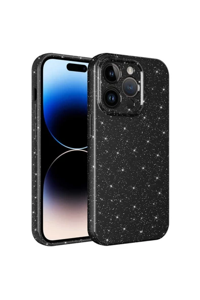 CEPCASE    Iphone 14 Pro Kılıf Kamera Korumalı Simli Ve Renkli Yüzey Lüks Kapak Tam Koruma