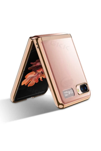 CEPCASE    Galaxy Z Flip Kılıf Metal Görünüm Kamera Korumalı Tam Kalıp Kapak - Resim 2