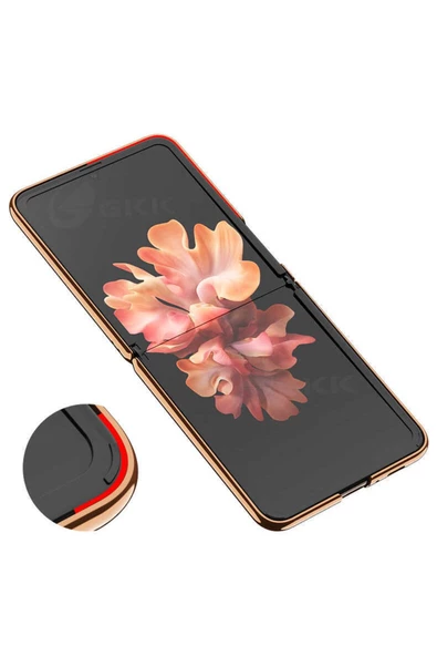 CEPCASE    Galaxy Z Flip Kılıf Metal Görünüm Kamera Korumalı Tam Kalıp Kapak - Resim 6