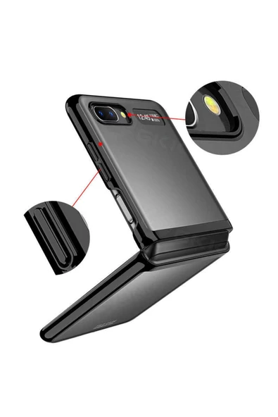 CEPCASE    Galaxy Z Flip Kılıf Metal Görünüm Kamera Korumalı Tam Kalıp Kapak - Resim 2