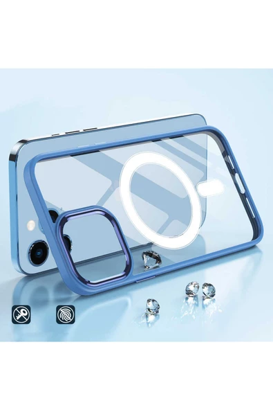 CEPCASE    Iphone 13 Pro Max Kılıf Wireless Şarj Özellikli Magsafe Krom Silikon Kapak - Resim 3