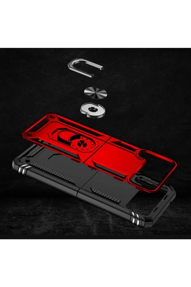 CEPCASE    Galaxy Z Flip 4 Kılıf Zırhlı Standlı Yüzüklü Magnet Kapak Tam Koruma - Resim 6