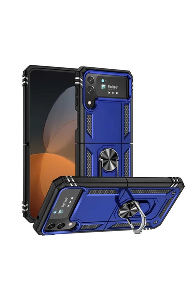 CEPCASE    Galaxy Z Flip 4 Kılıf Zırhlı Standlı Yüzüklü Magnet Kapak Tam Koruma ürün görseli