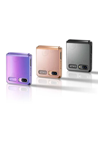 CEPCASE    Galaxy Z Flip Kılıf Metal Görünüm Kamera Korumalı Tam Kalıp Kapak - Resim 4