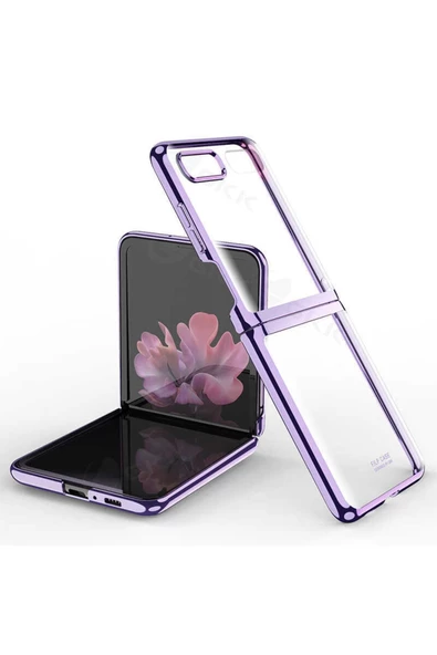 CEPCASE    Galaxy Z Flip Kılıf Metal Görünüm Kamera Korumalı Tam Kalıp Kapak - Resim 7