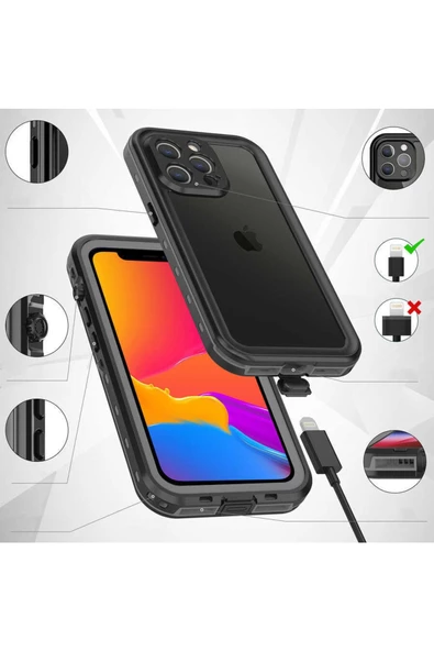 CEPCASE    Iphone 13 Pro Max Kılıf Su Geçirmez Anti Shock Tam Uyumlu Kalıp 2 Parça Kılıf - 5